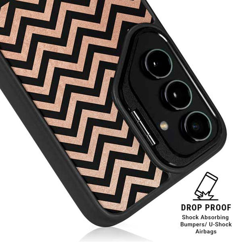 Rose Gold Chevron Split Galaxy S24 FE Kickstand Case
